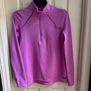 Girls Warm Under Armour Quarter-Zip Top with thumb holes - YL
